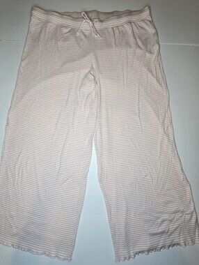 Jenni by Jennifer Moore Women’s XXL Pink White Striped Capri Pajama Lounge Pants